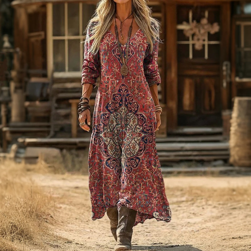 【Manches Longues】Robe De Style Ethnique Vintage