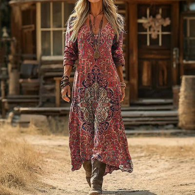【Manches Longues】Robe De Style Ethnique Vintage