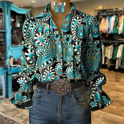 Chemisier À Imprimé Abstrait Vintage