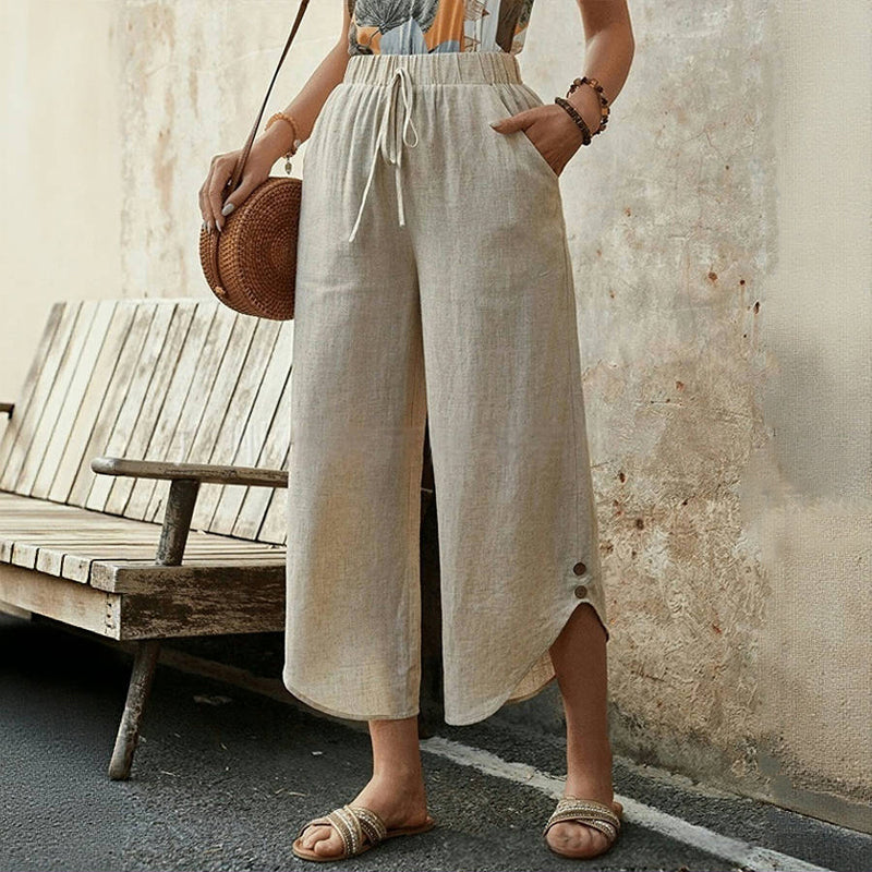 【Coton Et Lin】Pantalon Décontracté Confortable