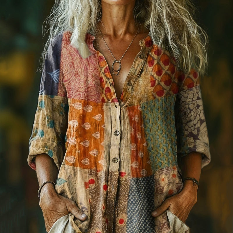 【Manches Longues】Chemisier Vintage Décontractée