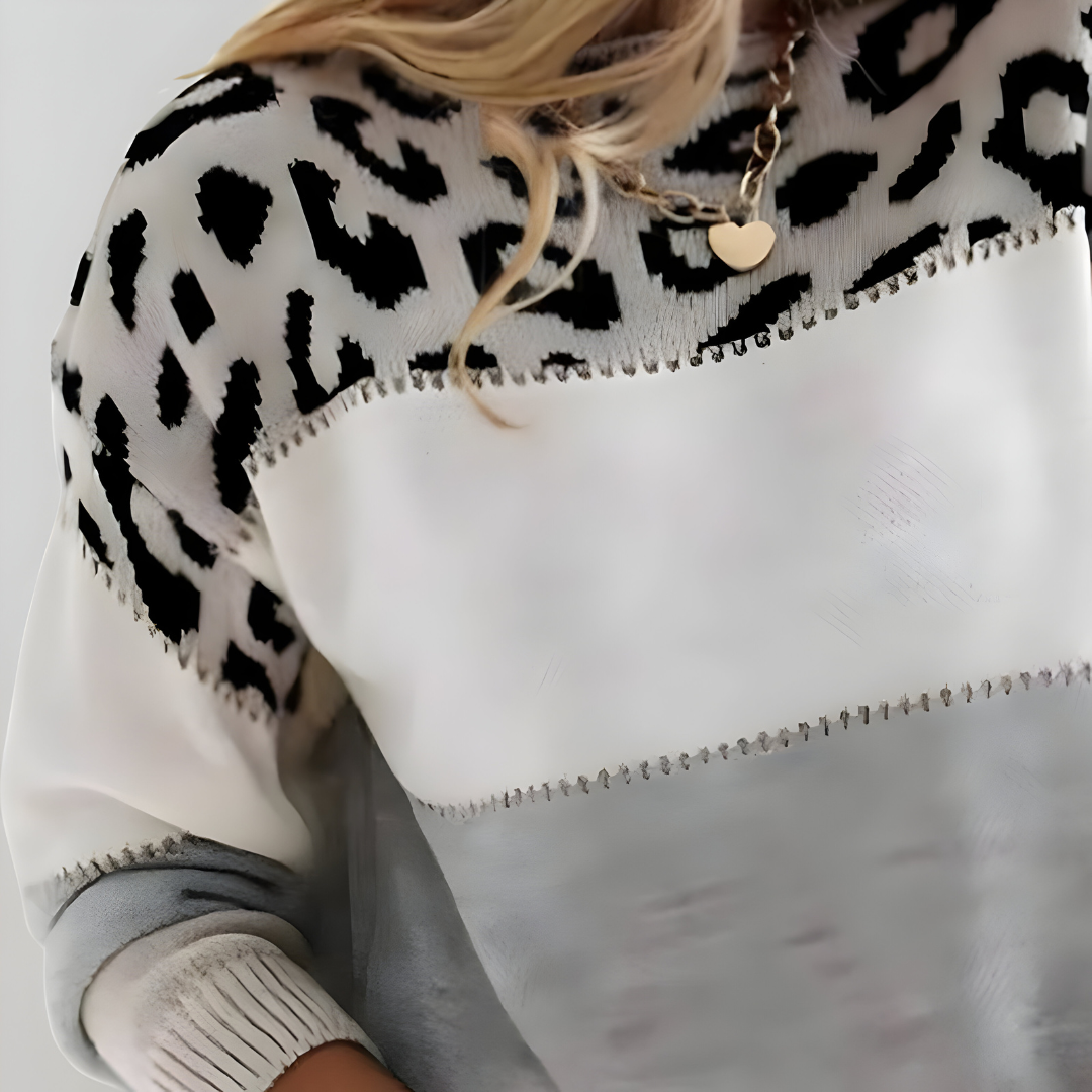 Emily™ | Pull en tricot avec motif léopard