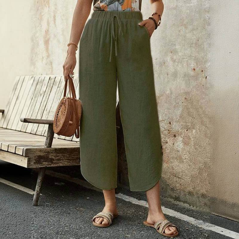 【Coton Et Lin】Pantalon Décontracté Confortable