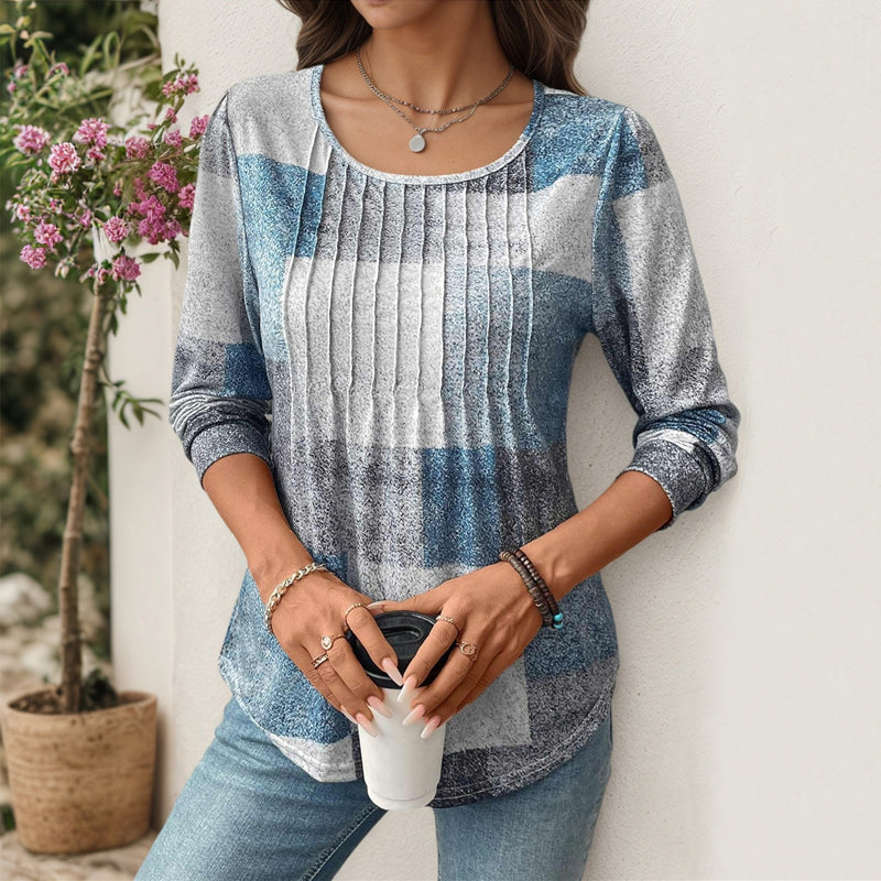 【Manches Longues】T-Shirt À Carreaux Vintage