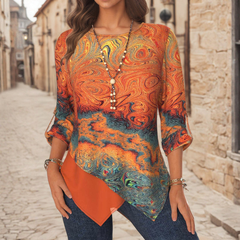 【Manches Longues】Blouse Abstraite Irrégulière