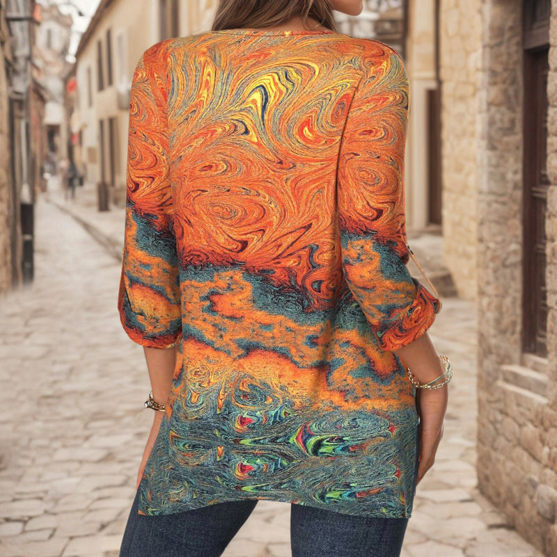 【Manches Longues】Blouse Abstraite Irrégulière