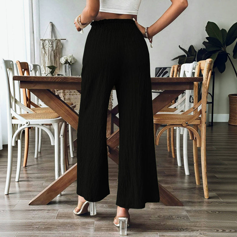 Pantalon Décontracté De Couleur Unie