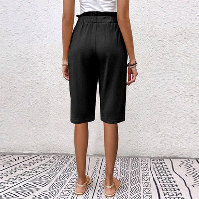 【Coton Et Lin】Pantalon Décontracté De Couleur Unie