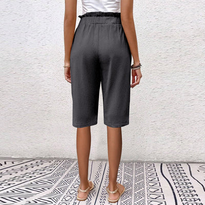 【Coton Et Lin】Pantalon Décontracté De Couleur Unie