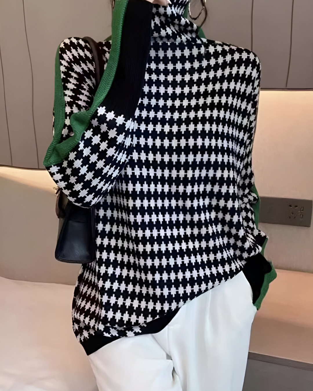 Vera™ | Pull à col montant et motif en diamant