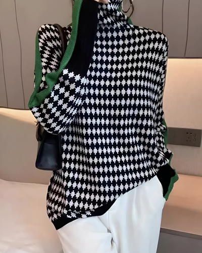 Vera™ | Pull à col montant et motif en diamant