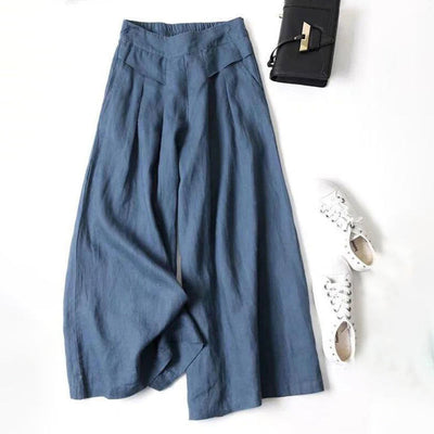 【Coton Et Lin】Pantalon Décontracté À Jambes Larges