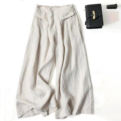 【Coton Et Lin】Pantalon Décontracté À Jambes Larges