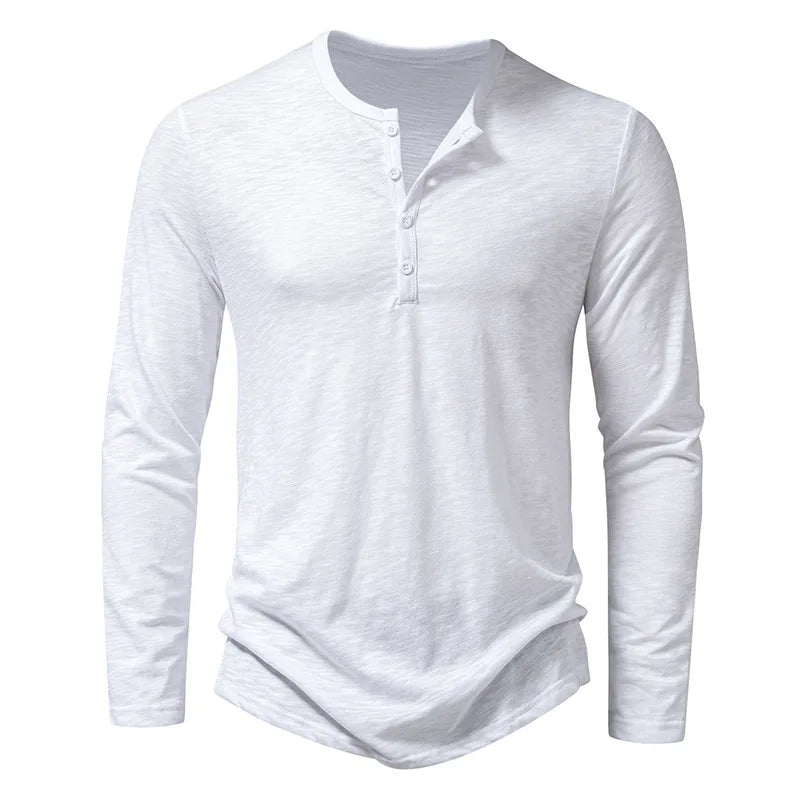 T-shirt Henley décontracté pour homme – Chemise à manches longues élégante