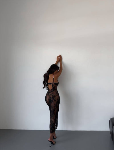 Georgina™ | Robe de nuit transparente Pétales de Minuit