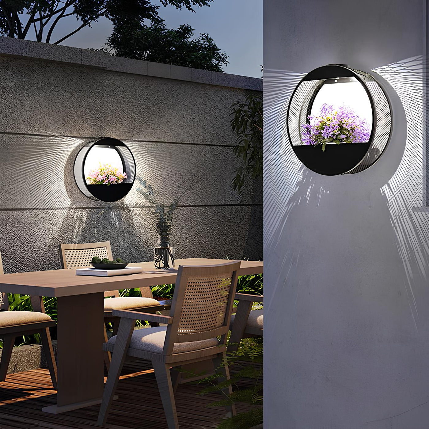 Lampe Murale à Pot de Fleurs Alimentée par Énergie Solaire