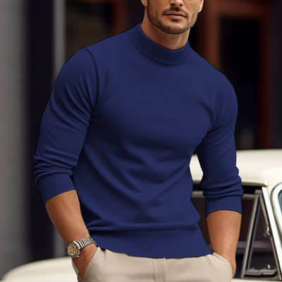 Pull Col Roulé Ajusté Élégant pour Homme – Tricot Confortable Décontracté