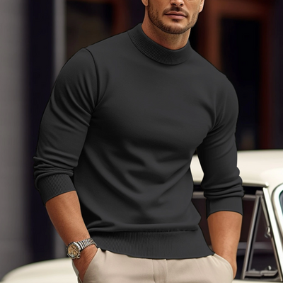 Pull Col Roulé Ajusté Élégant pour Homme – Tricot Confortable Décontracté