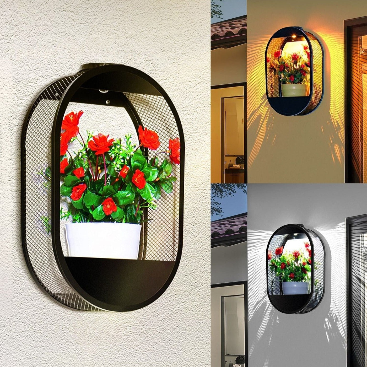Lampe Murale à Pot de Fleurs Alimentée par Énergie Solaire
