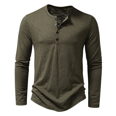 T-shirt Henley décontracté pour homme – Chemise à manches longues élégante